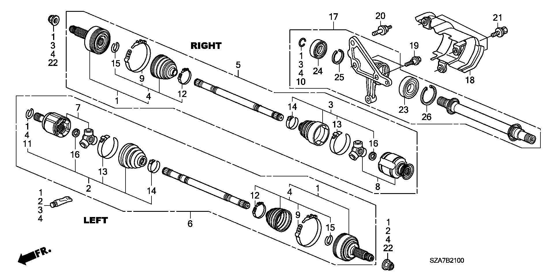 Honda 44310-STX-305 - Шарнирный комплект, ШРУС, приводной вал autospares.lv