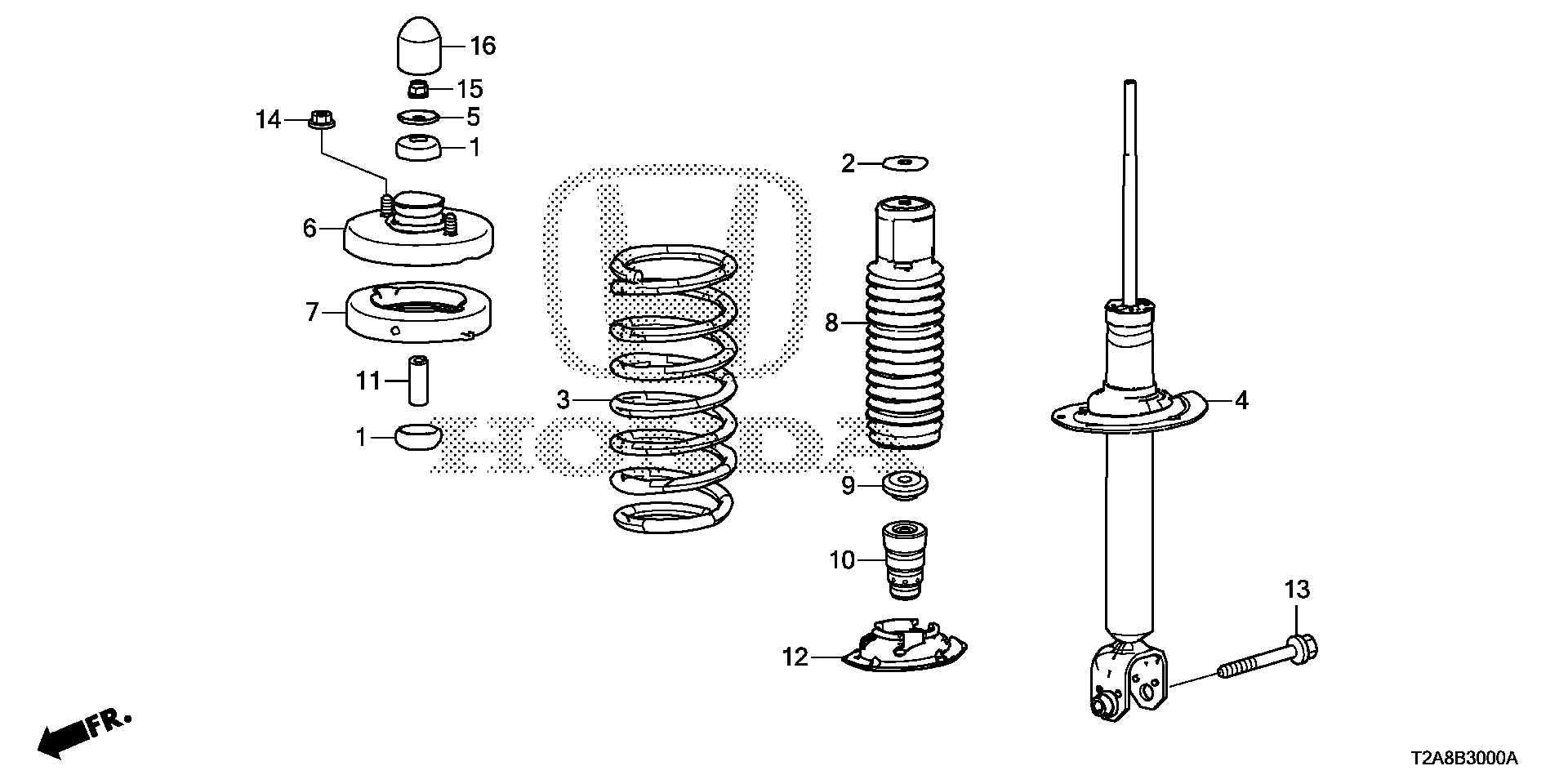 Honda 52611T2AA13 - Амортизатор autospares.lv