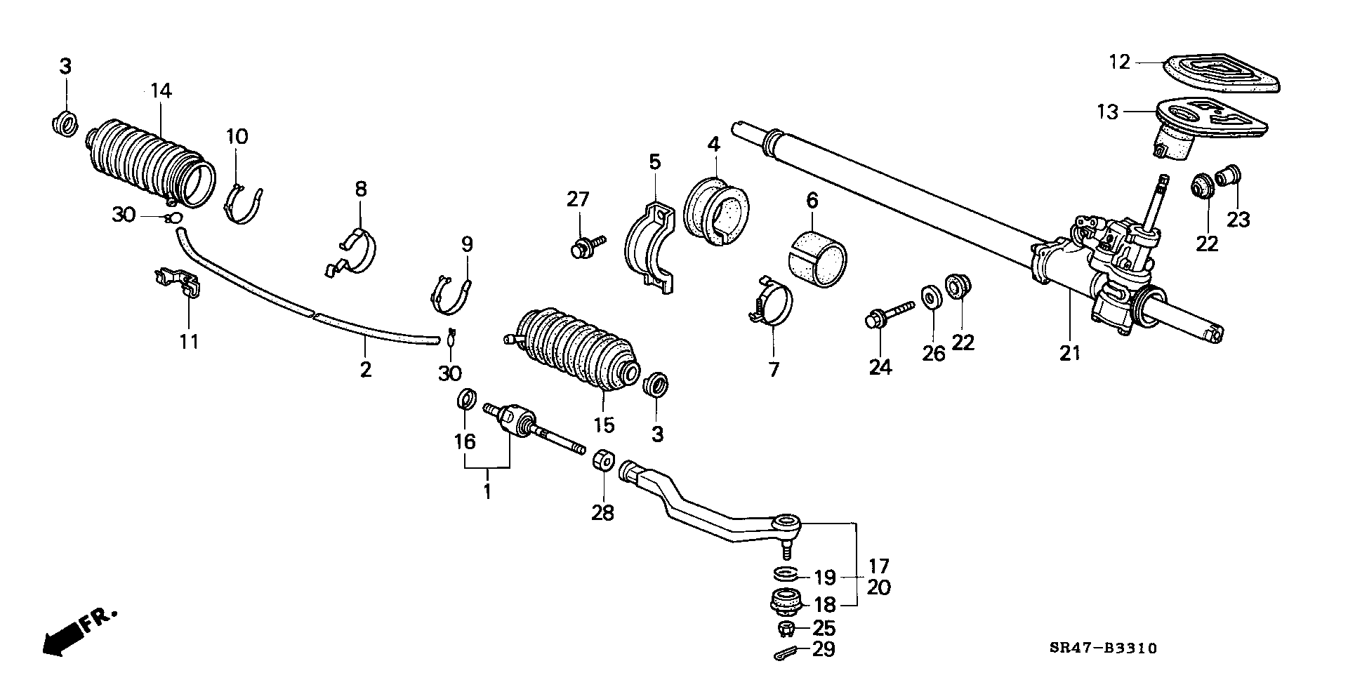 Honda 53601-SR3-A53 - Рулевой механизм, рейка autospares.lv