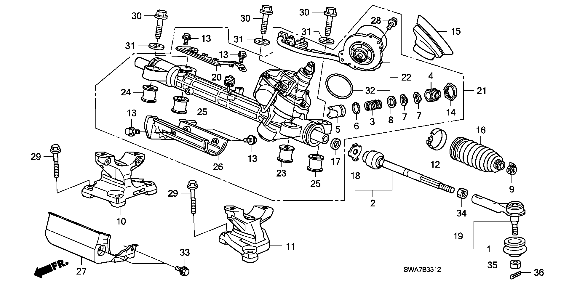 Honda 53534-SMA-003 - Комплект пыльника, рулевое управление autospares.lv