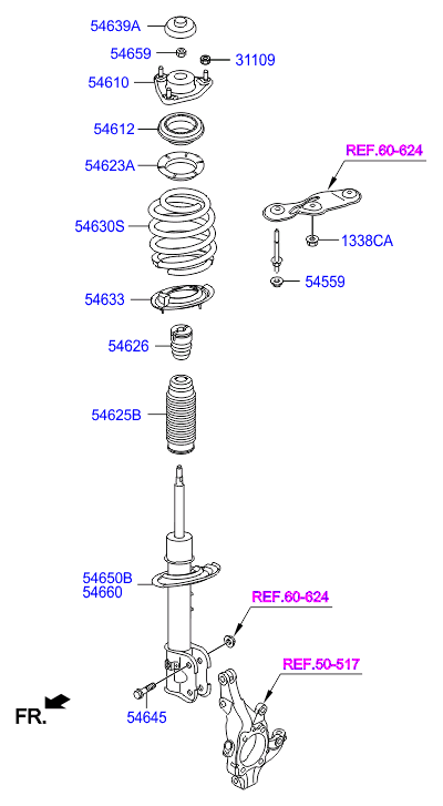 Hyundai 54612-2P600 - Подшипник качения, опора стойки амортизатора autospares.lv