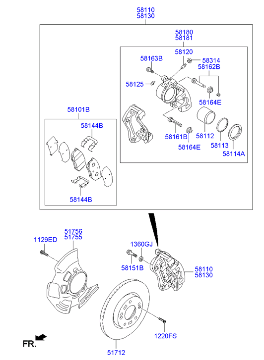 Hyundai 58180-3SA25 - Тормозной суппорт autospares.lv