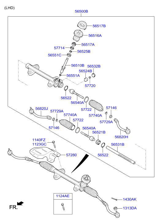 Hyundai 56820-A6500 - Наконечник рулевой тяги, шарнир autospares.lv