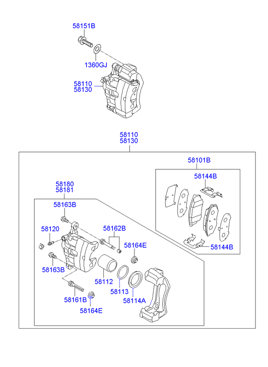 Hyundai 58101-2YA50 - Тормозные колодки, дисковые, комплект autospares.lv