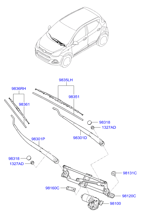 Hyundai 98350B9000 - Щетка стеклоочистителя autospares.lv