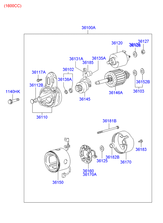 Hyundai 36100-23100 - Стартер autospares.lv