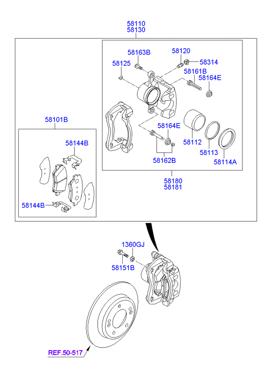 Hyundai 58101-2VA20 - Тормозные колодки, дисковые, комплект autospares.lv