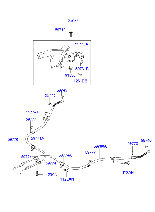 Hyundai 59770-2D350 - Тросик, cтояночный тормоз autospares.lv