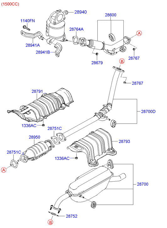 Hyundai 2875 125 000 - Прокладка, труба выхлопного газа autospares.lv