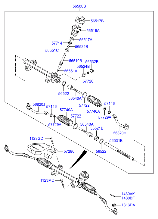 Hyundai 56820-A6000 - Наконечник рулевой тяги, шарнир autospares.lv