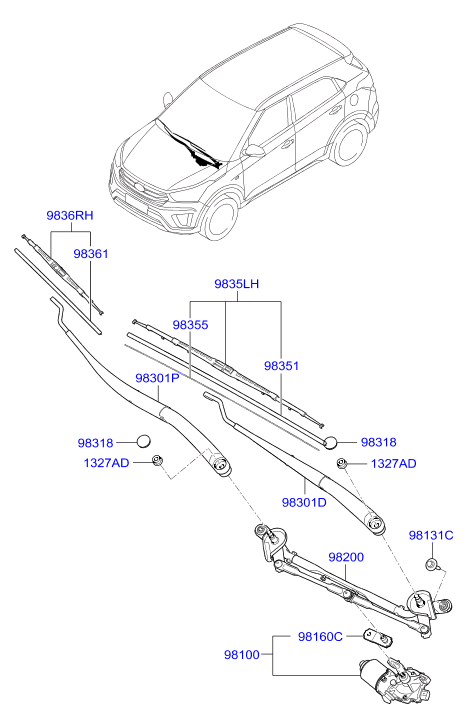 KIA 983503X000 - Щетка стеклоочистителя autospares.lv