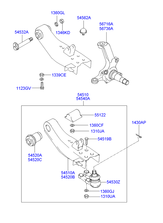 KIA 545224B000 - Сайлентблок, рычаг подвески колеса autospares.lv