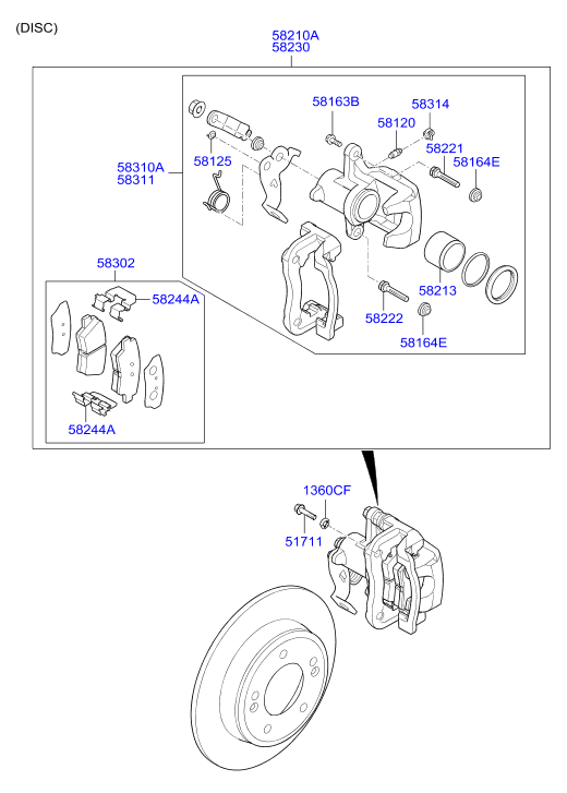 KIA 58302 A6A31 - Тормозные колодки, дисковые, комплект autospares.lv