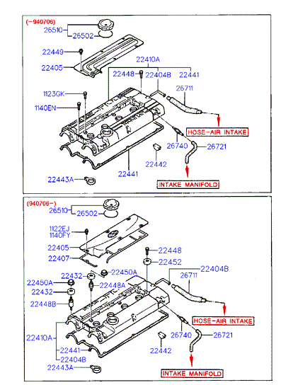 Hyundai 22442-42000 - Прокладка, крышка головки цилиндра autospares.lv