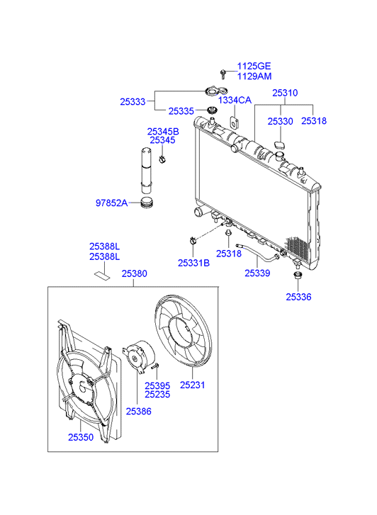 Hyundai 25310-2D110 - Радиатор, охлаждение двигателя autospares.lv