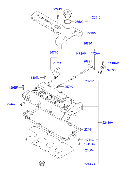 Hyundai 22441-23500 - Прокладка, крышка головки цилиндра autospares.lv