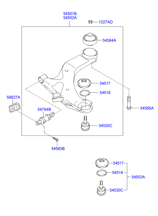 KIA 54500-2D000 - Рычаг подвески колеса autospares.lv