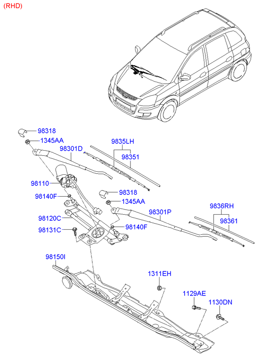 Hyundai 9835017000 - Щетка стеклоочистителя autospares.lv