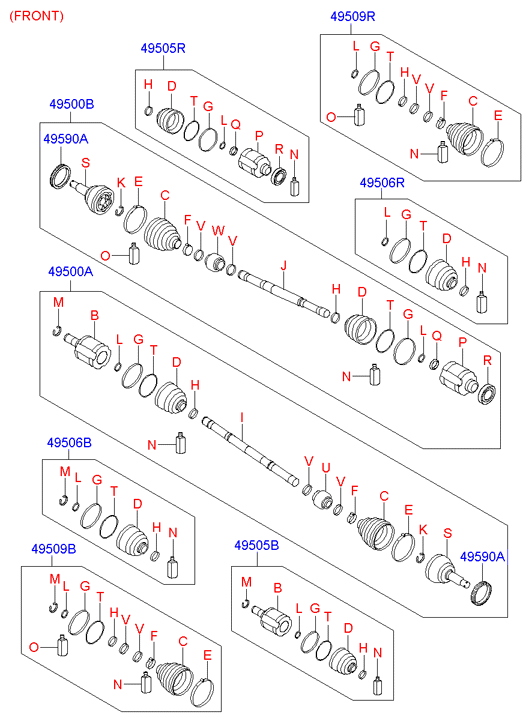 KIA 496052BA30 - Шарнирный комплект, ШРУС, приводной вал autospares.lv