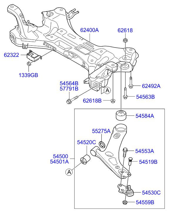 Hyundai 54500-2Y000 - Рычаг подвески колеса autospares.lv