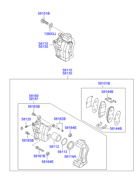 KIA 581012YA00 - Тормозные колодки, дисковые, комплект autospares.lv