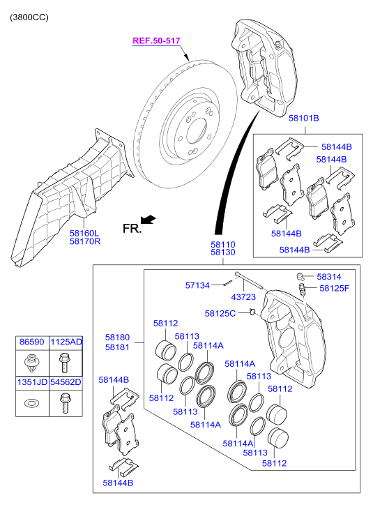 KIA 58101B1A10 - Тормозные колодки, дисковые, комплект autospares.lv