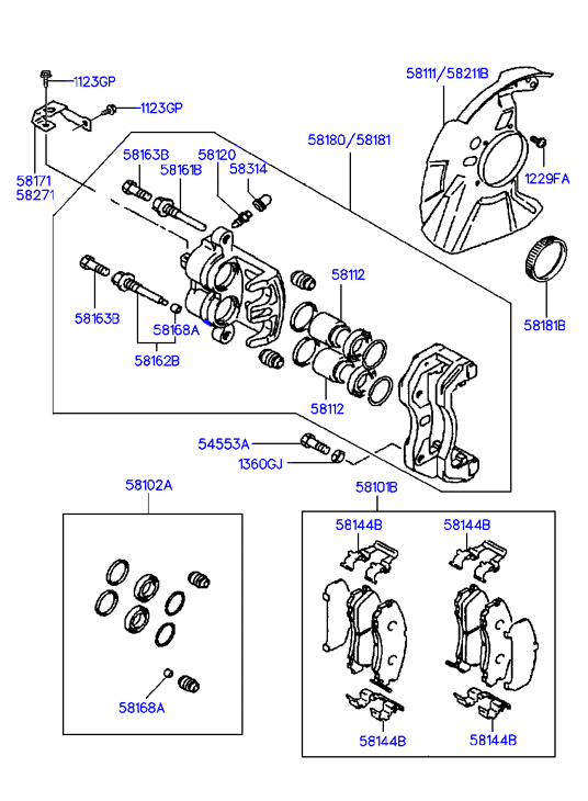 KIA 58101-4AA61 - Тормозные колодки, дисковые, комплект autospares.lv