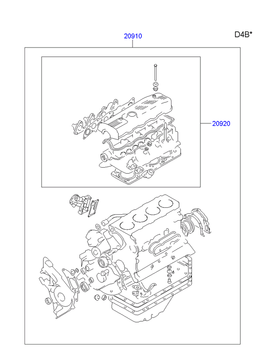 KIA 2091042B11 - Комплект прокладок, головка цилиндра autospares.lv