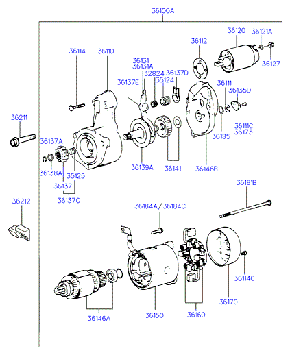 KIA 36100-42011 - Стартер autospares.lv