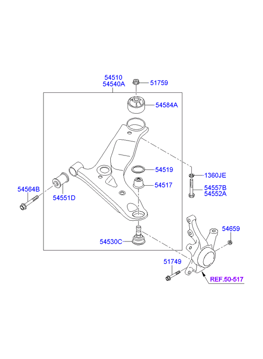 Hyundai 54551-07000 - Сайлентблок, рычаг подвески колеса autospares.lv