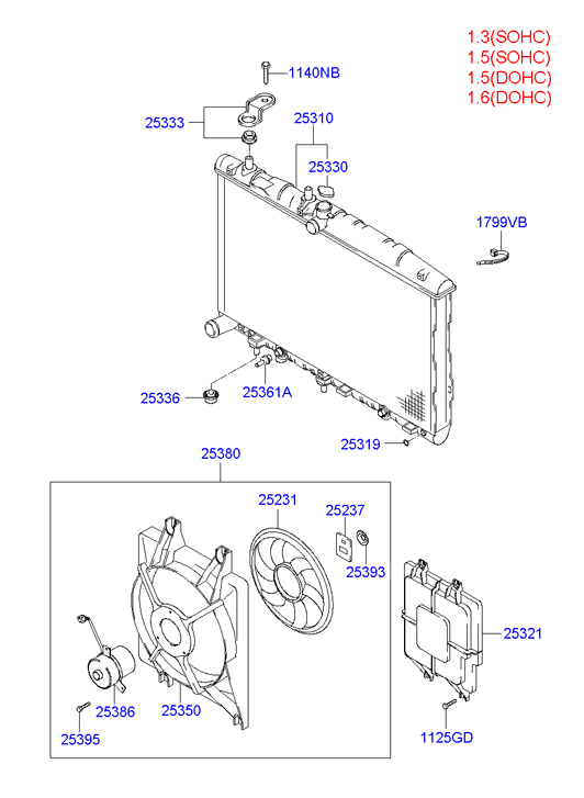 Hyundai 25310-25050 - Радиатор, охлаждение двигателя autospares.lv