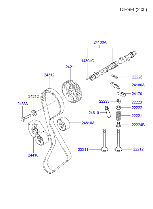 KIA 24410-23-500 - Натяжной ролик, зубчатый ремень ГРМ autospares.lv