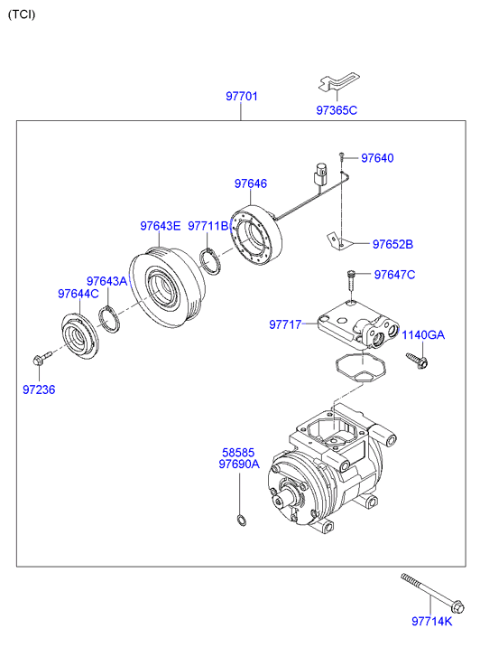 KIA 97701-2D700 - Компрессор кондиционера autospares.lv