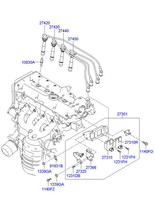 Hyundai 27420-26700 - Комплект проводов зажигания autospares.lv