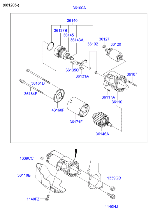 Hyundai (BEIJING) 36145-32510 - Ведущая шестерня, бендикс, стартер autospares.lv