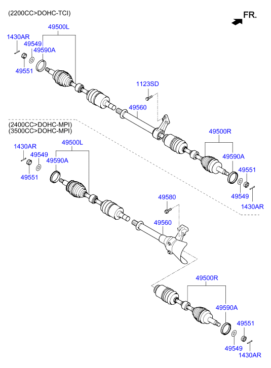 Hyundai 49501-2B700 - Шарнирный комплект, ШРУС, приводной вал autospares.lv