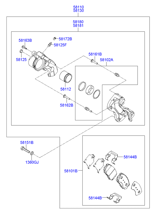 KIA 58101-3K-A40 - Тормозные колодки, дисковые, комплект autospares.lv