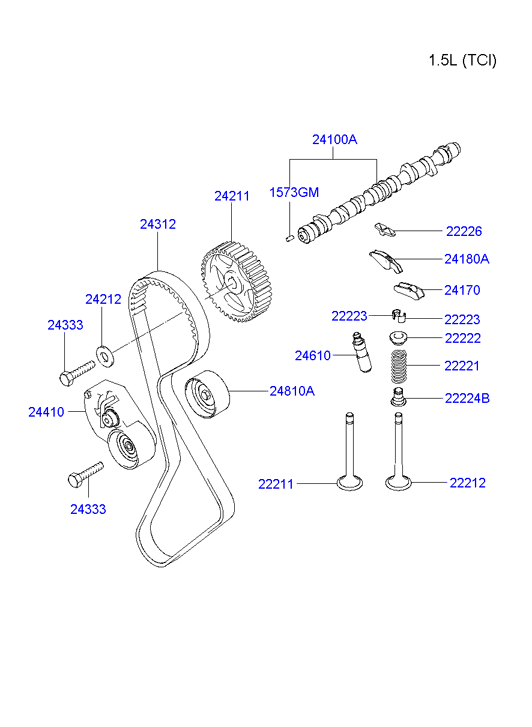 Hyundai 24410-27000 - Натяжной ролик, зубчатый ремень ГРМ autospares.lv