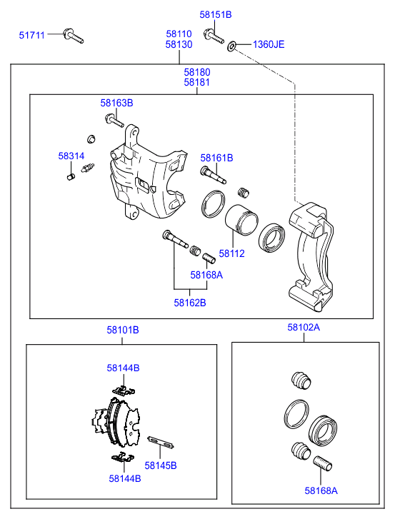 KIA 58101-17A00 - Тормозные колодки, дисковые, комплект autospares.lv