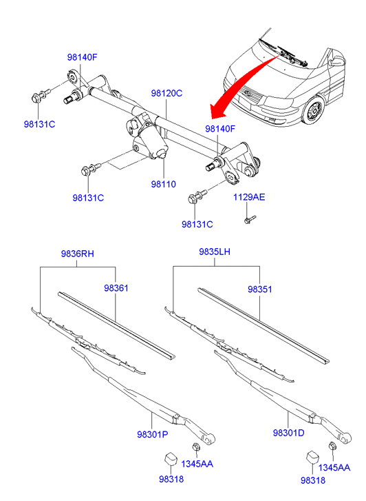 KIA 98360-17000 - Щетка стеклоочистителя autospares.lv