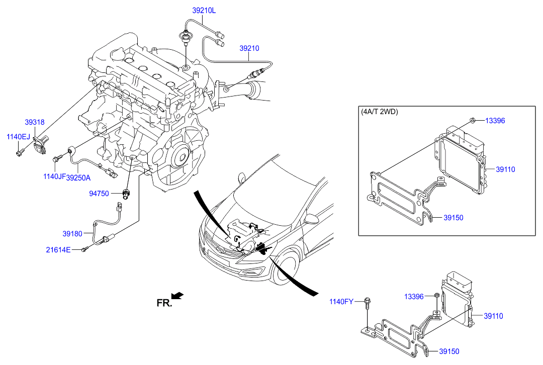 Hyundai 39210 2B160 - Лямбда-зонд, датчик кислорода autospares.lv