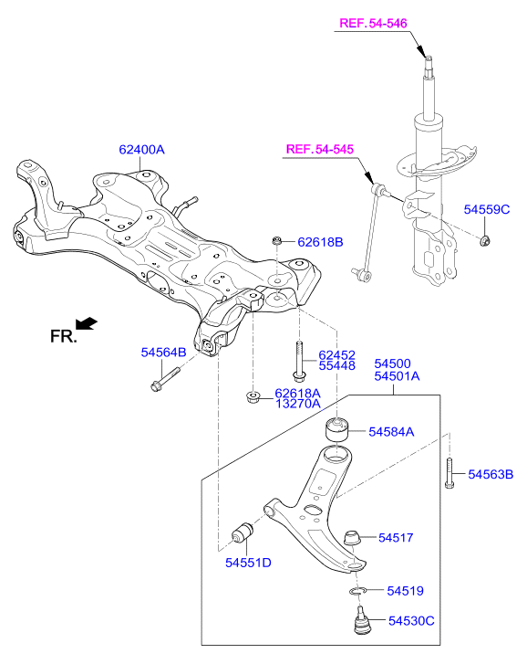 Hyundai 54500 4L000 - Рычаг подвески колеса autospares.lv