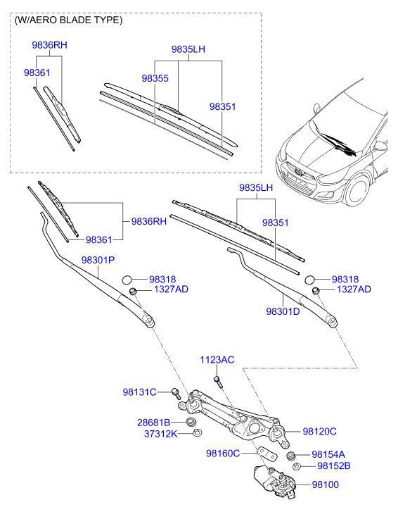 Hyundai 983601R100 - Щетка стеклоочистителя autospares.lv