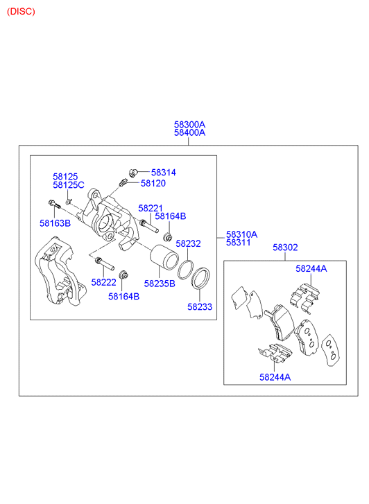 KIA 58233-2H000 - Ремкомплект, тормозной суппорт autospares.lv