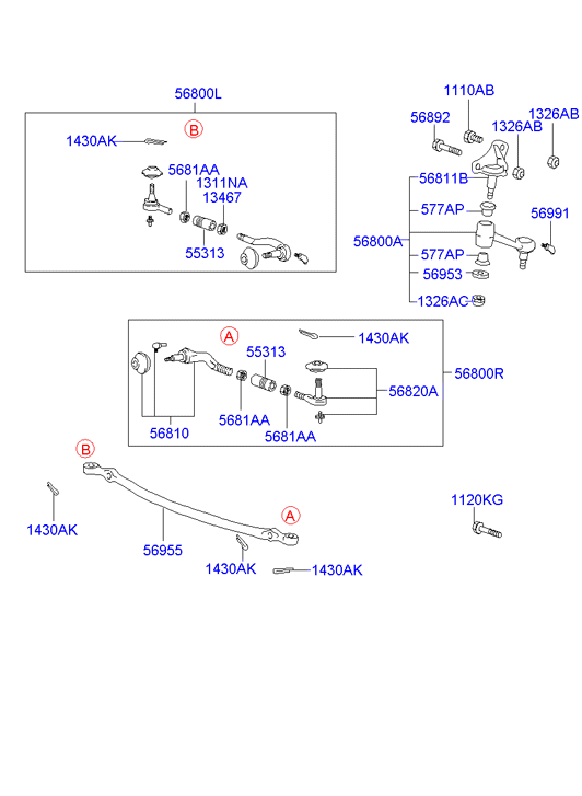 KIA HB568110 - Наконечник рулевой тяги, шарнир autospares.lv