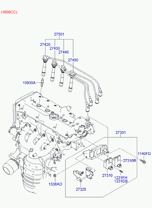 Hyundai 27501-26D00 - Комплект проводов зажигания autospares.lv
