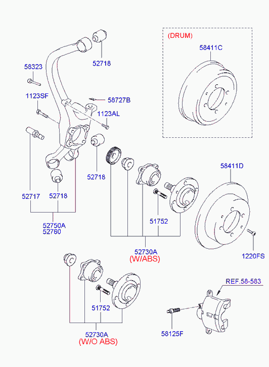 Hyundai 52730-38102 - Подшипник ступицы колеса, комплект autospares.lv