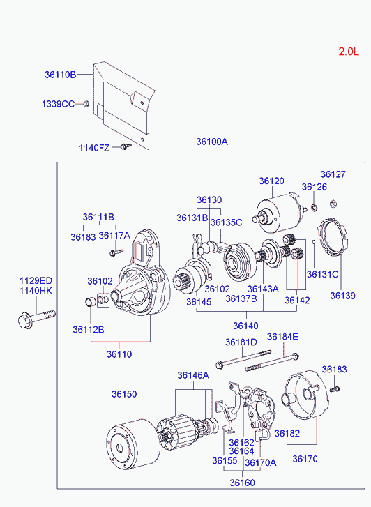 Hyundai 36100-38090 - Стартер autospares.lv