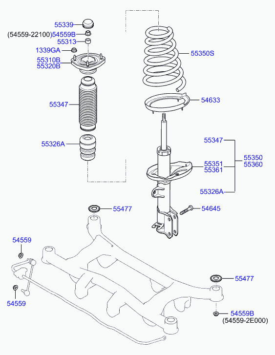 Hyundai 553502E500 - Амортизатор autospares.lv