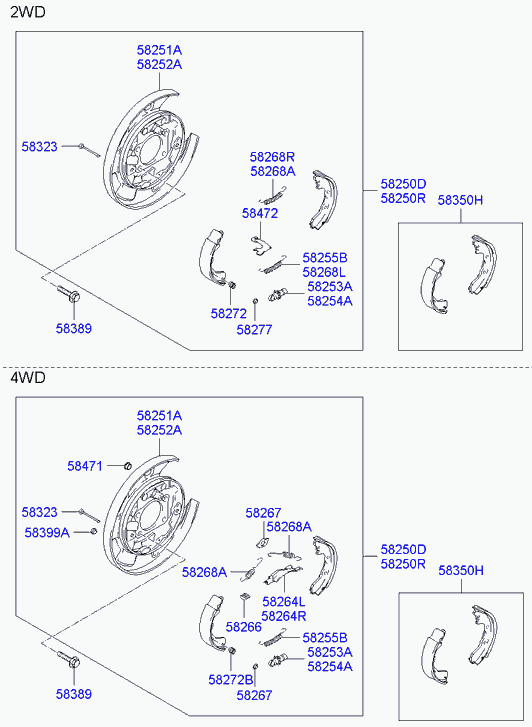 KIA 58350-2EA00 - Комплект тормозов, ручник, парковка autospares.lv